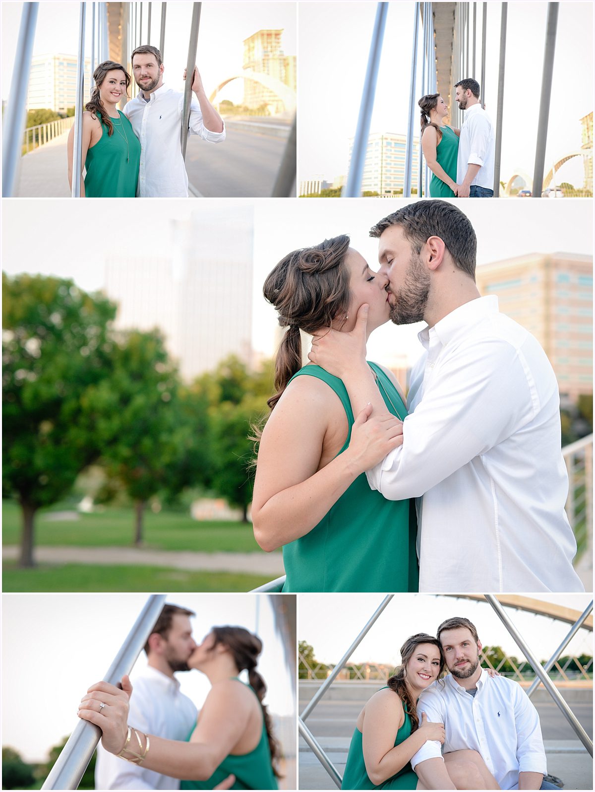 Engagement session photos in Fort Worth at Trinity Park and West 7th Bridge